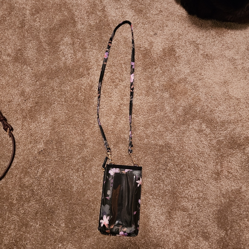 Floral Black Crossbody Bag Phone Case